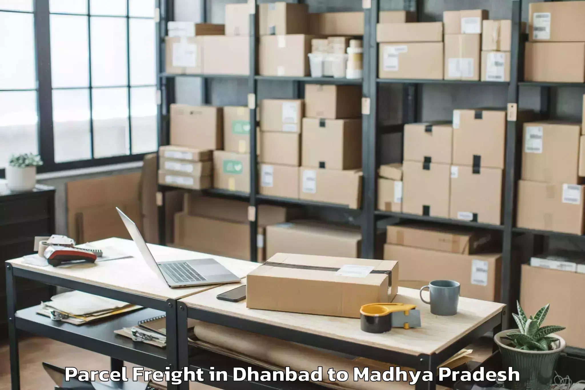 Reliable Dhanbad to Maksi Parcel Freight